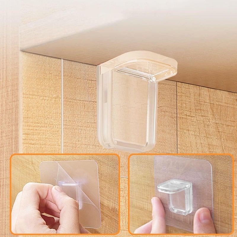 Ourart 30 Pieces Adhesive Shelf Bracket, Punch Free Reinforced Design Shelf Support Pegs for Shelves Kitchen Cabinet Book Closet - Image 4